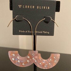 Loren Olivia Pink Brass Earrings 24k plate